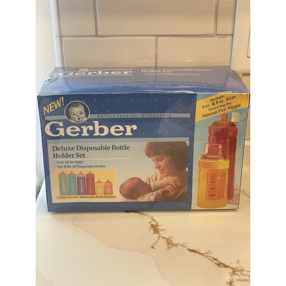 Vintage Gerber Disposable Bottle Holder Set Fashion Colors 6 Bottles Sealed Box